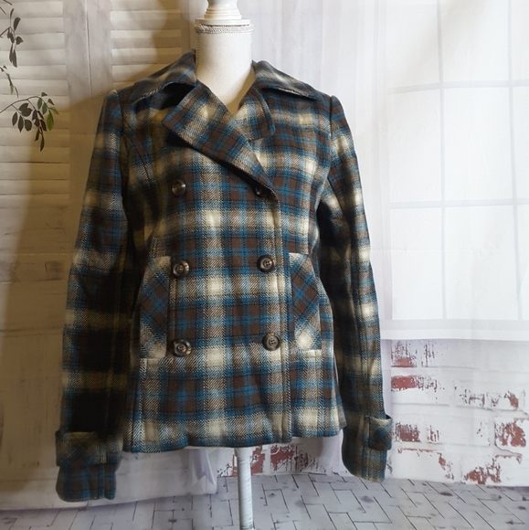 Stetson Jackets & Coats Stetson Western Plaid Wool Blend Pea Coat Size M Poshmark